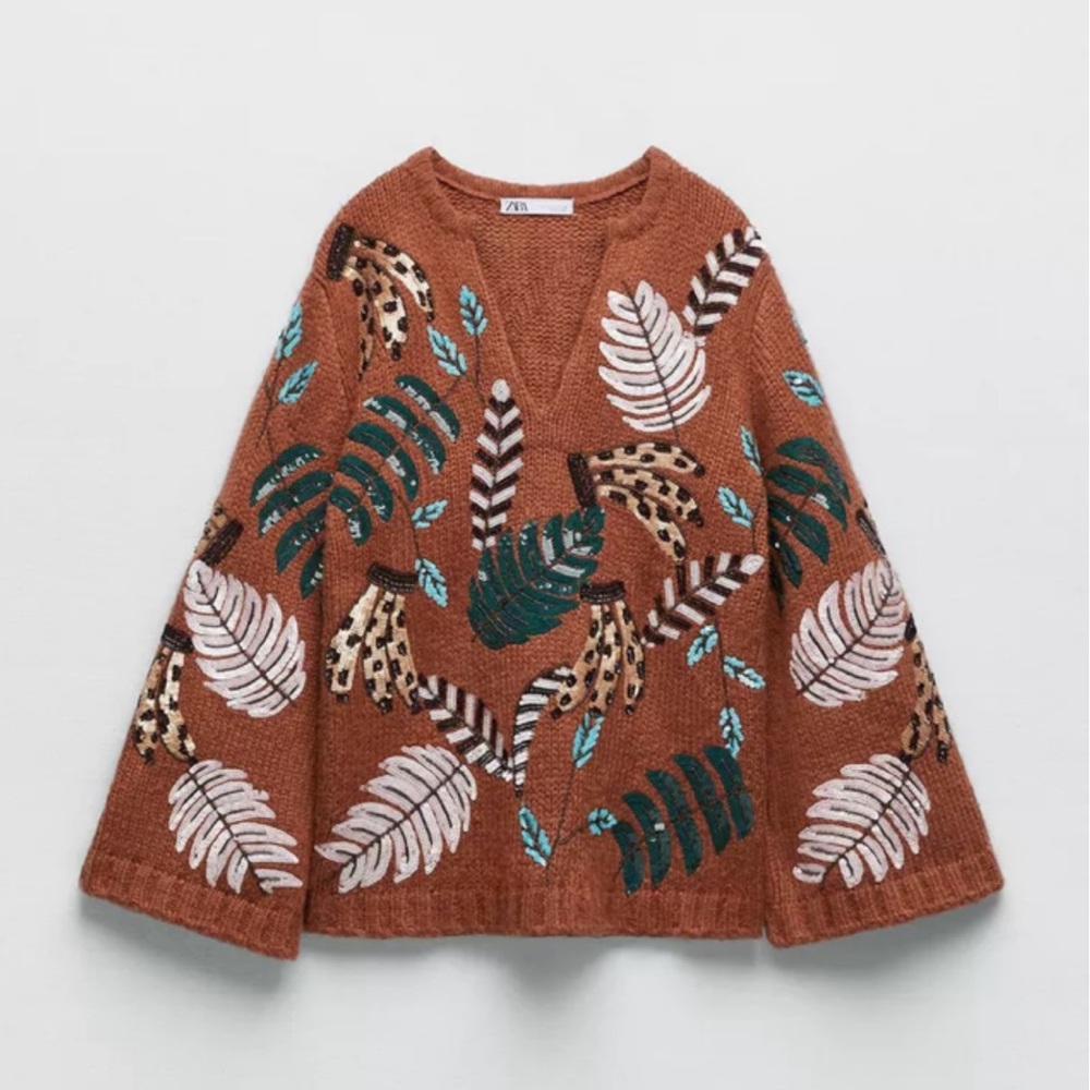 Zara limited edition sweater with intricate sequin pattern.